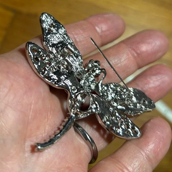 3/$25 Silver and Blue Dragonfly Brooch - Picture 5 of 8